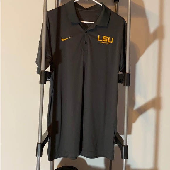 LSU Baseball Nike Dri-Fit Polo - Gray, LG - Picture 1 of 4